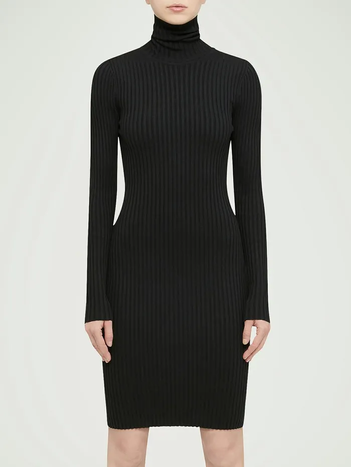 Merino Rib Dress Black Women Wolford Dresses and Skirts