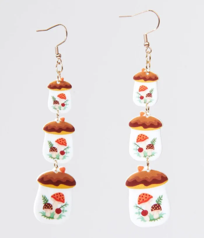 Merry Little Mushroom Kitchen Canister Tiered Earrings Accessories Unique Vintage Earrings Merry Little Mushroom Kitchen Canister Tiered Earrings Accessories Unique Vintage Earrings