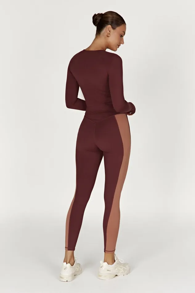 Meshki Activewear Bottoms Women Libby Two Tone Panel Leggings 8211 MahoganyTan Mahoganytan Meshki Activewear Bottoms Women Libby Two Tone Panel Leggings 8211 MahoganyTan Mahoganytan