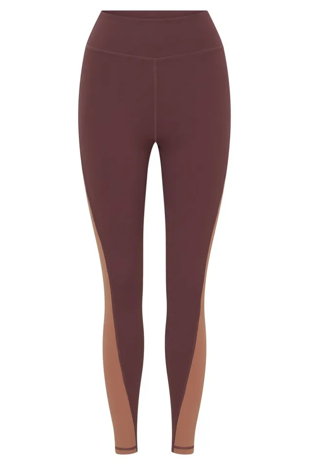 Meshki Activewear Bottoms Women Libby Two Tone Panel Leggings 8211 MahoganyTan Mahoganytan Meshki Activewear Bottoms Women Libby Two Tone Panel Leggings 8211 MahoganyTan Mahoganytan