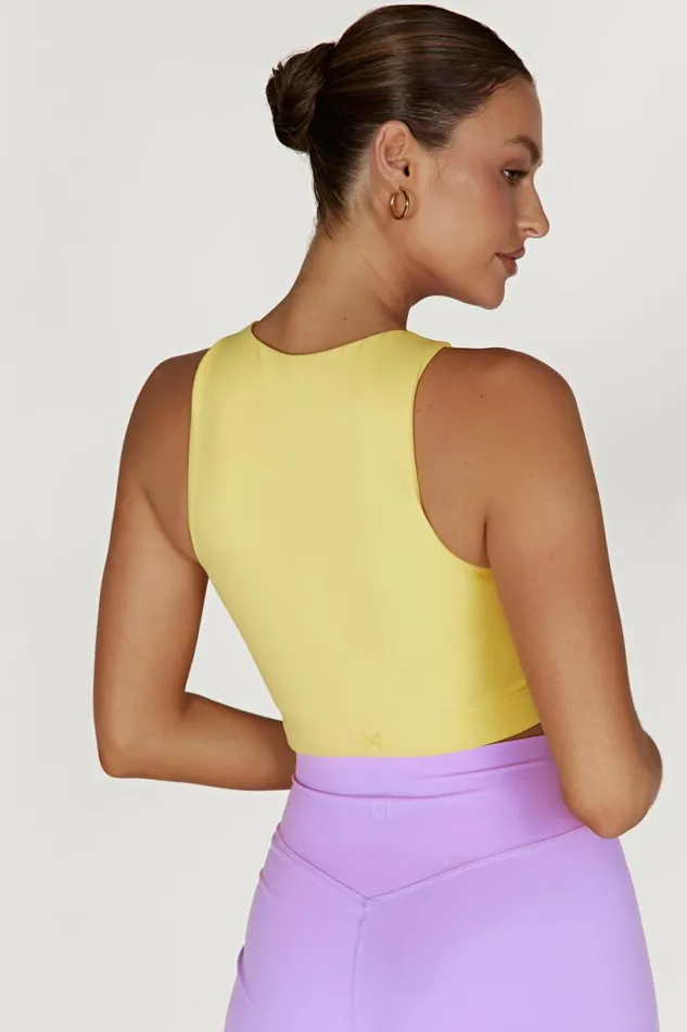 Meshki Activewear Tops Women Lori Two Tone Racer Crop Top 8211 LilacYellow Lilacyellow Meshki Activewear Tops Women Lori Two Tone Racer Crop Top 8211 LilacYellow Lilacyellow