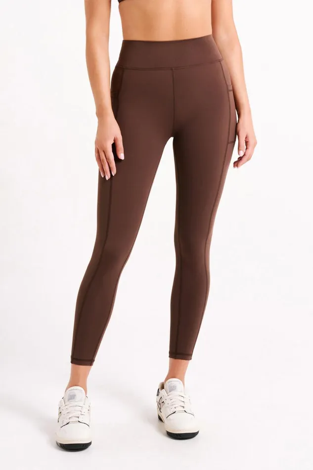 Meshki Activewear Women Briar V Back Leggings With Pockets 8211 Dark Chocolate Darkchocolate