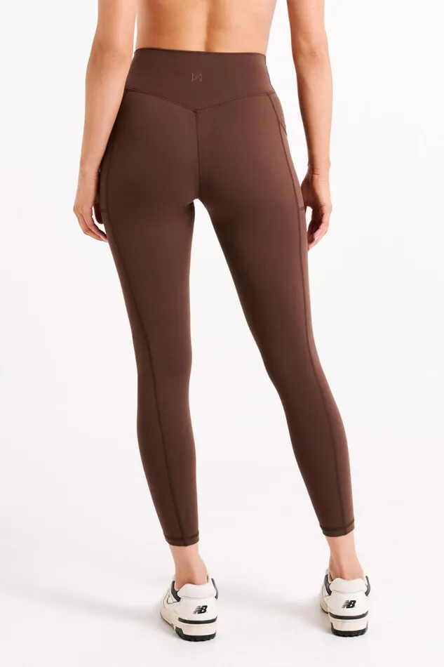 Meshki Activewear Women Briar V Back Leggings With Pockets 8211 Dark Chocolate Darkchocolate