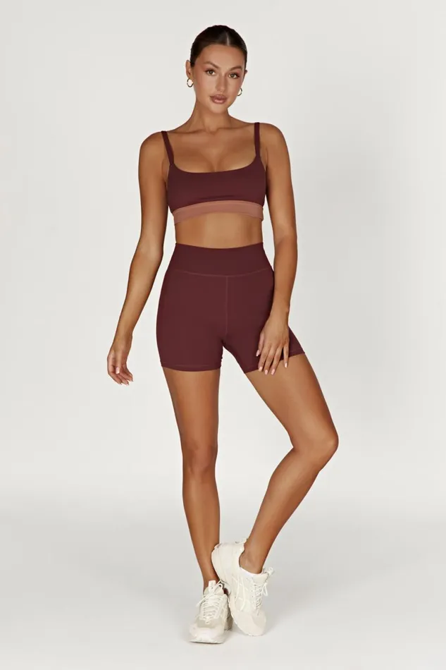 Meshki Activewear Women Carly Bike Shorts 8211 Mahogany Mahogany