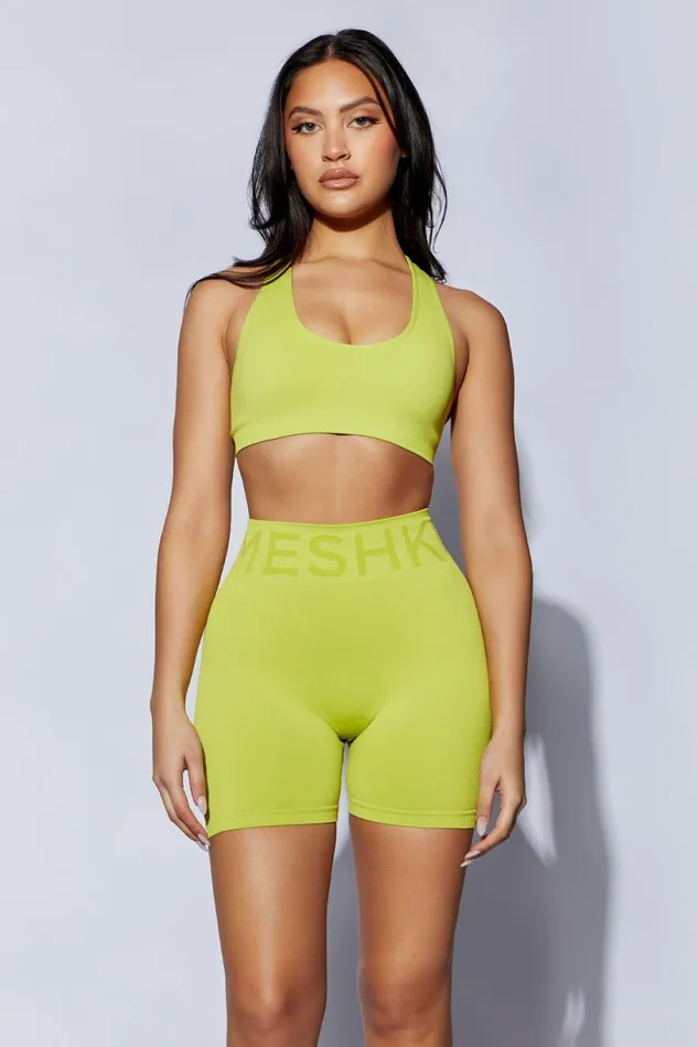 Meshki Activewear Women Danica Seamless Shorts 8211 Lime Green Limegreen