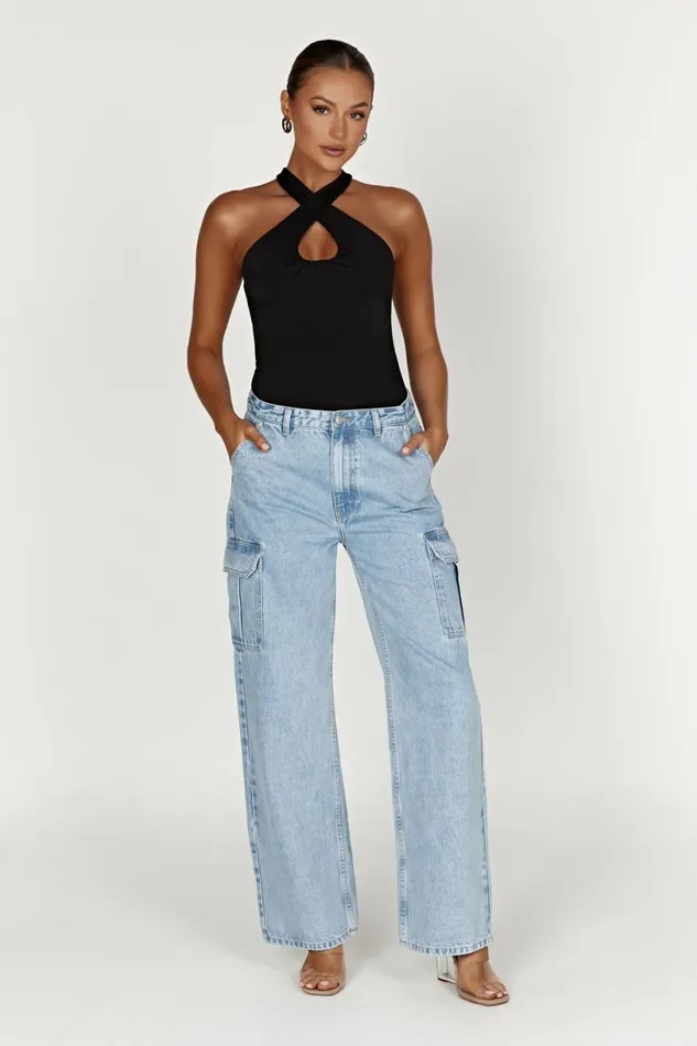 Meshki Bachelorette Women Ailsa Keyhole Halter Top 8211 Black Black