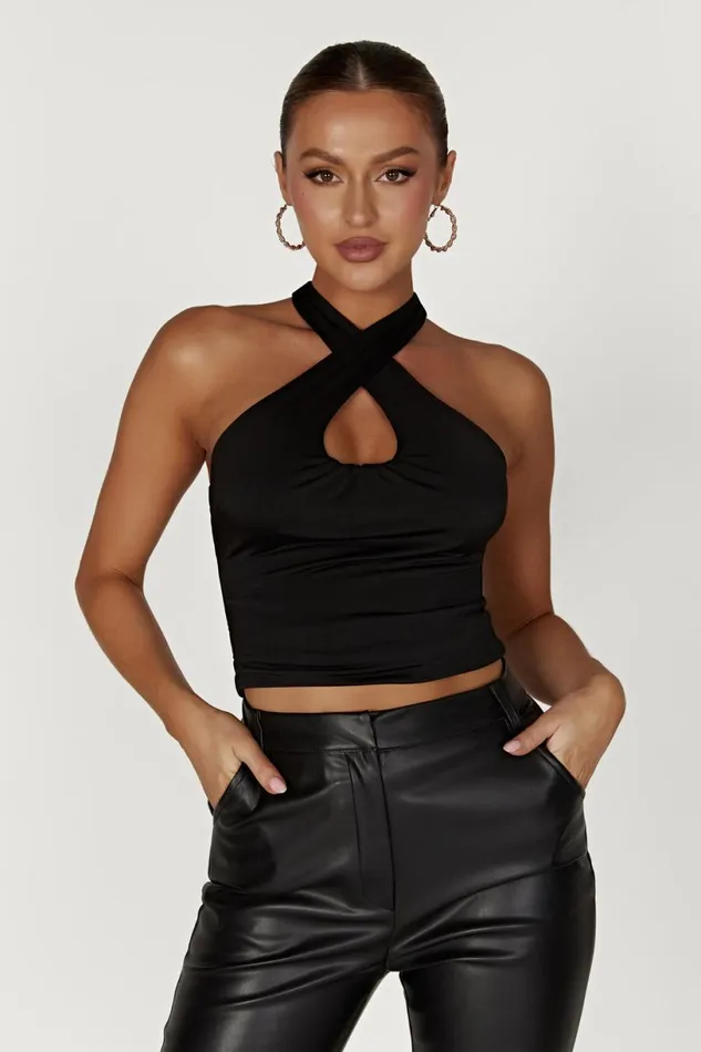 Meshki Bachelorette Women Ailsa Keyhole Halter Top 8211 Black Black