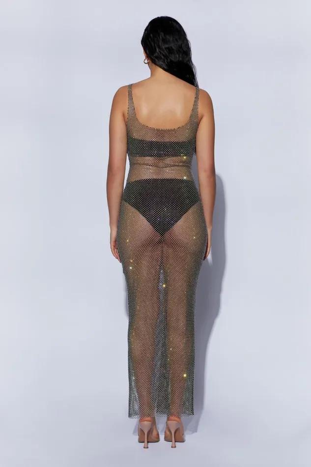Meshki Bachelorette Women Delara Diamante Mesh Maxi Dress 8211 Black Black Meshki Bachelorette Women Delara Diamante Mesh Maxi Dress 8211 Black Black