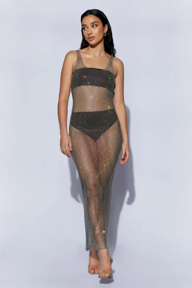 Meshki Bachelorette Women Delara Diamante Mesh Maxi Dress 8211 Black Black Meshki Bachelorette Women Delara Diamante Mesh Maxi Dress 8211 Black Black