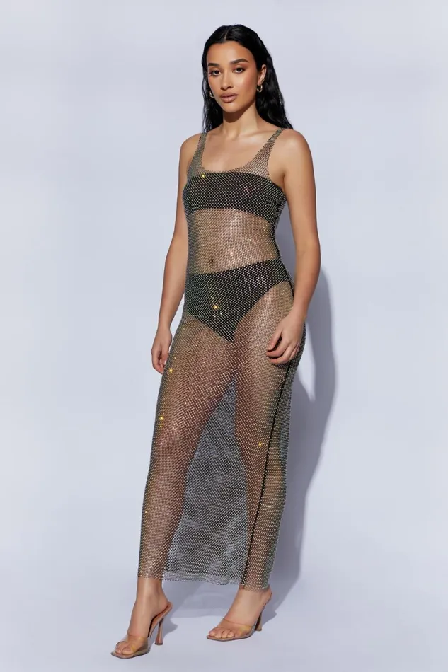 Meshki Bachelorette Women Delara Diamante Mesh Maxi Dress 8211 Black Black Meshki Bachelorette Women Delara Diamante Mesh Maxi Dress 8211 Black Black