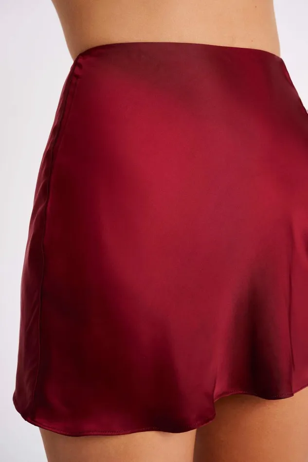 Meshki Bachelorette Women Hartley Satin Mini Skirt 8211 Berry Berry
