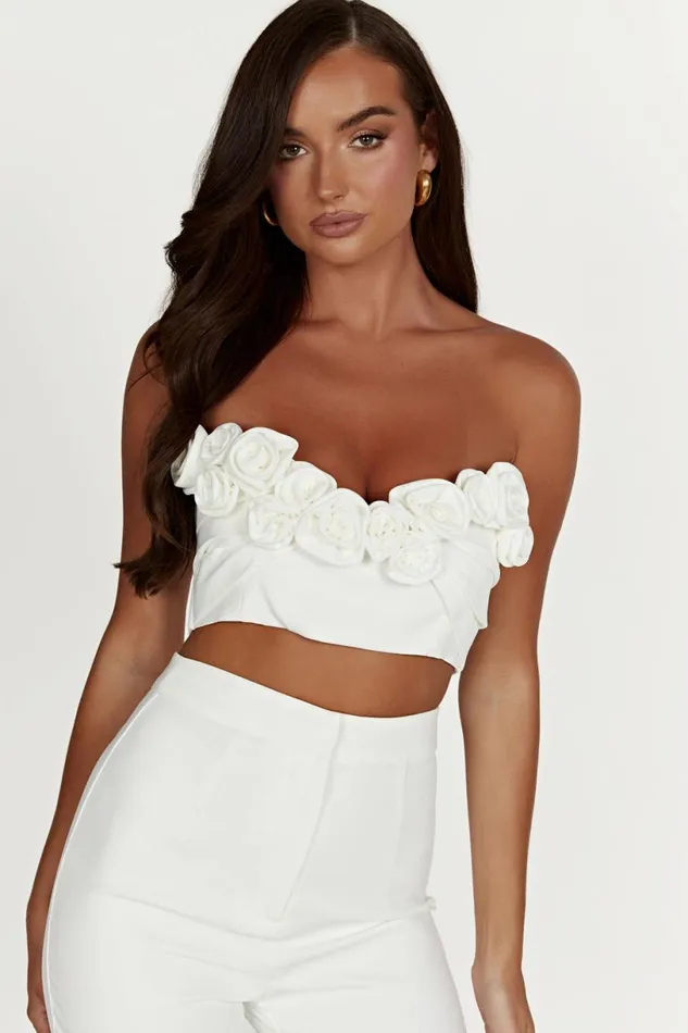 Meshki Bachelorette Women Paloma Rose Crop Top 8211 White White