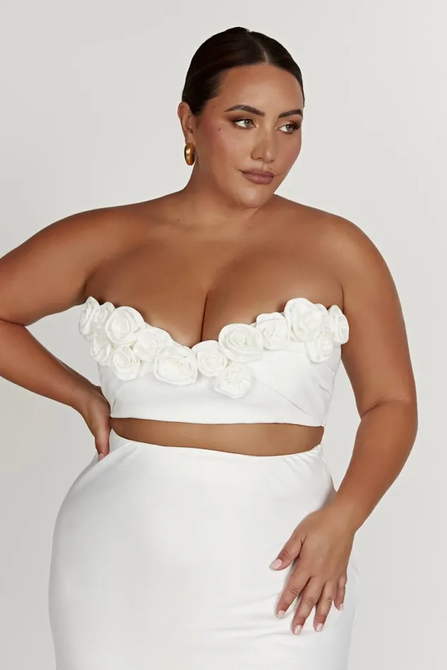 Meshki Bachelorette Women Paloma Rose Crop Top 8211 White White