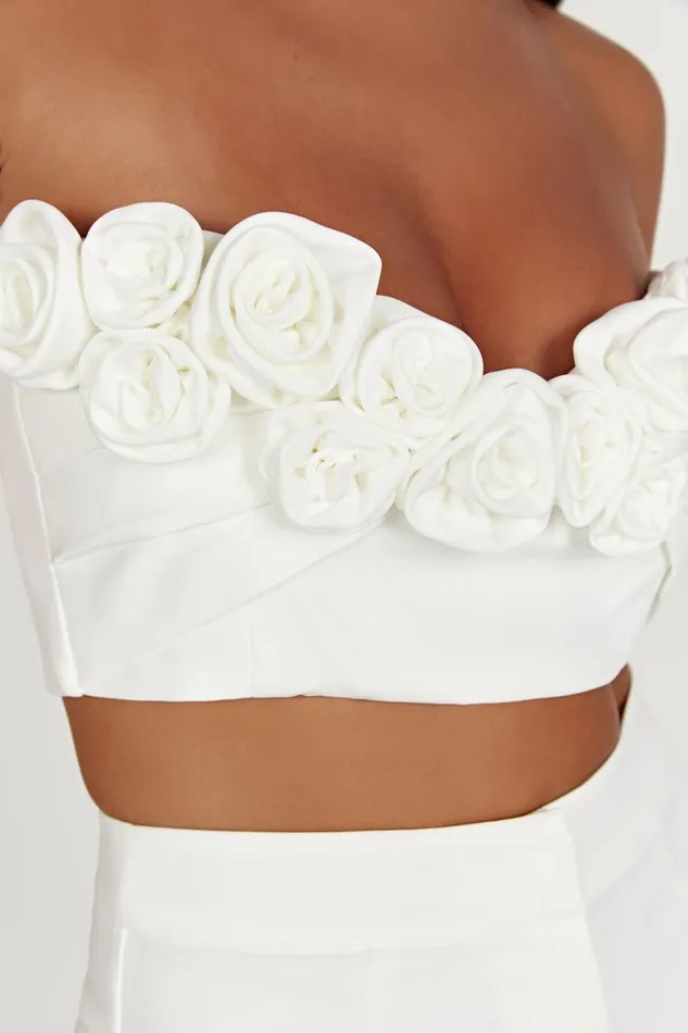 Meshki Bachelorette Women Paloma Rose Crop Top 8211 White White
