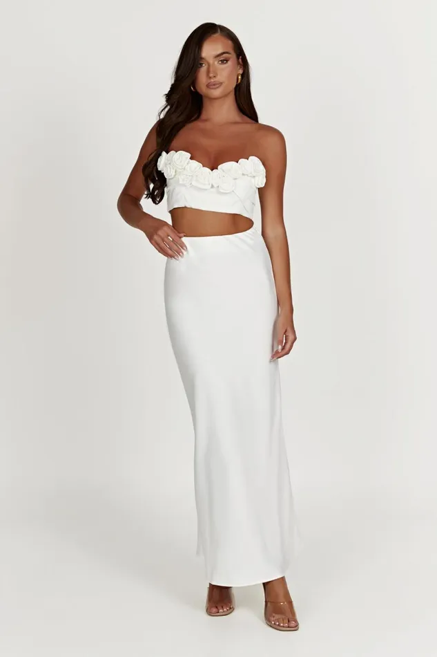 Meshki Bachelorette Women Paloma Rose Crop Top 8211 White White