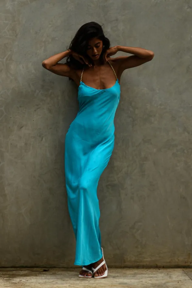 Meshki Bachelorette Women Sylvie Chain Maxi Dress 8211 Aquamarine Aquamarine Meshki Bachelorette Women Sylvie Chain Maxi Dress 8211 Aquamarine Aquamarine