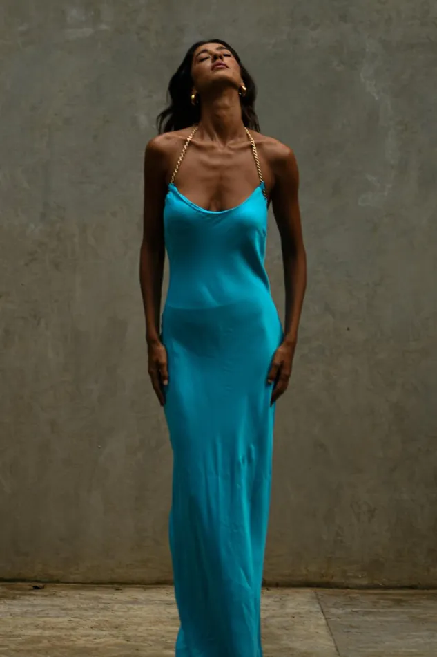 Meshki Bachelorette Women Sylvie Chain Maxi Dress 8211 Aquamarine Aquamarine Meshki Bachelorette Women Sylvie Chain Maxi Dress 8211 Aquamarine Aquamarine