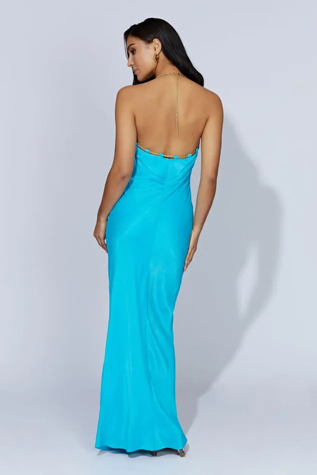 Meshki Bachelorette Women Sylvie Chain Maxi Dress 8211 Aquamarine Aquamarine Meshki Bachelorette Women Sylvie Chain Maxi Dress 8211 Aquamarine Aquamarine