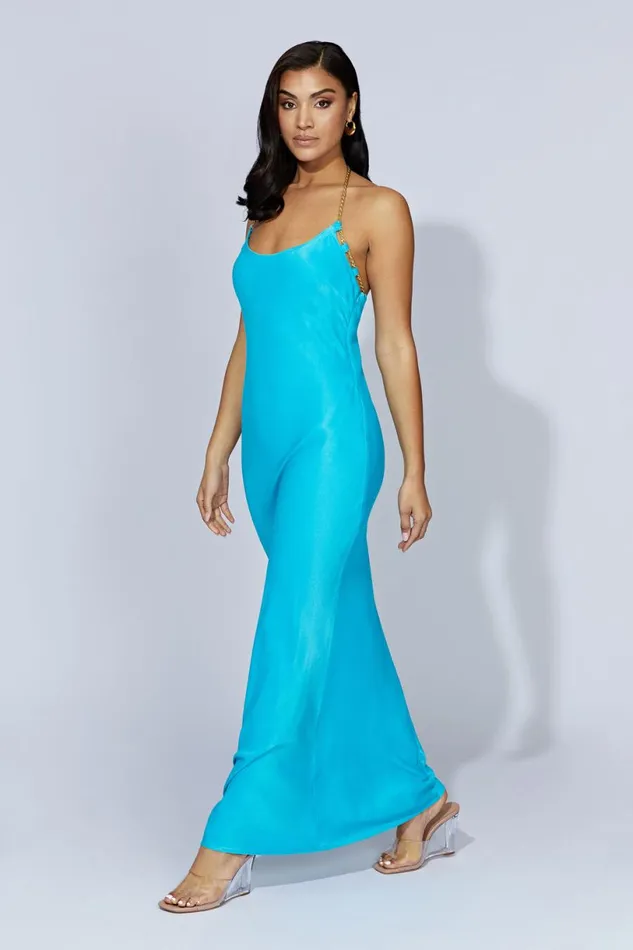 Meshki Bachelorette Women Sylvie Chain Maxi Dress 8211 Aquamarine Aquamarine Meshki Bachelorette Women Sylvie Chain Maxi Dress 8211 Aquamarine Aquamarine