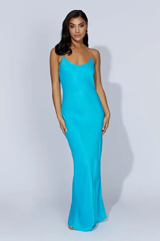 Meshki Bachelorette Women Sylvie Chain Maxi Dress 8211 Aquamarine Aquamarine Meshki Bachelorette Women Sylvie Chain Maxi Dress 8211 Aquamarine Aquamarine