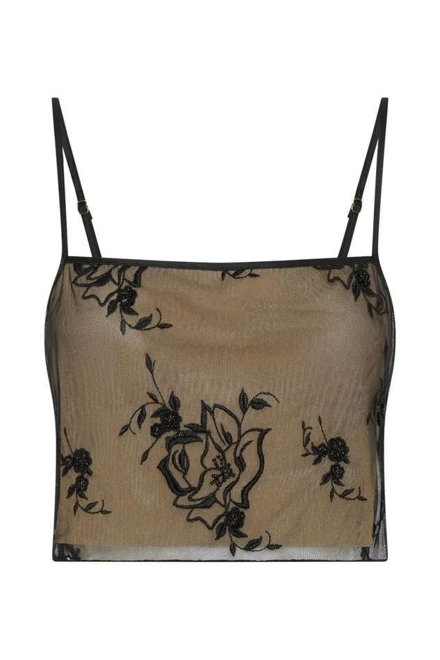 Meshki Bachelorette Women Xena Embroidered Mesh Cami Top 8211 Black Black