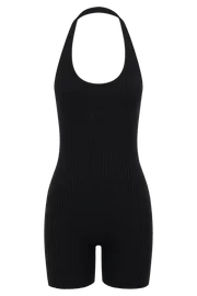 Meshki Basic Bottoms Women Aitana Halter Neck Knit Playsuit 8211 Black Black