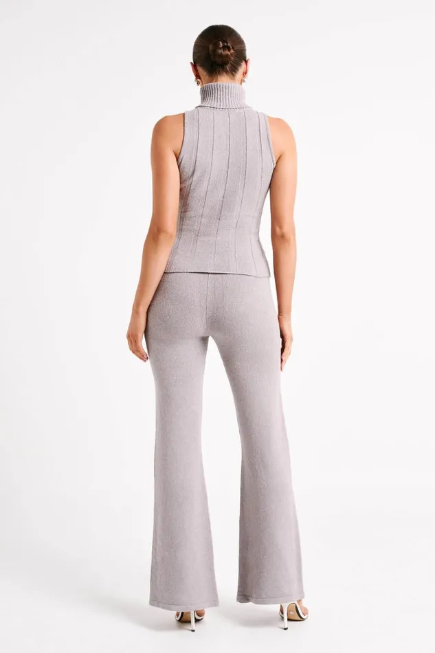 Meshki Basic Bottoms Women Angelina Knit Pants 8211 Grey Marle Greymarle