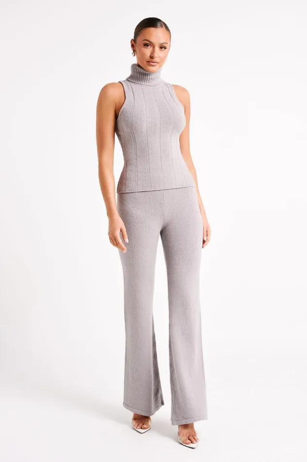 Meshki Basic Bottoms Women Angelina Knit Pants 8211 Grey Marle Greymarle