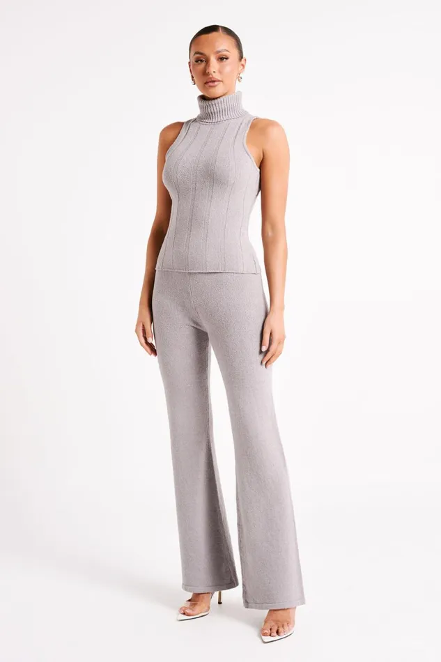 Meshki Basic Bottoms Women Angelina Knit Pants 8211 Grey Marle Greymarle