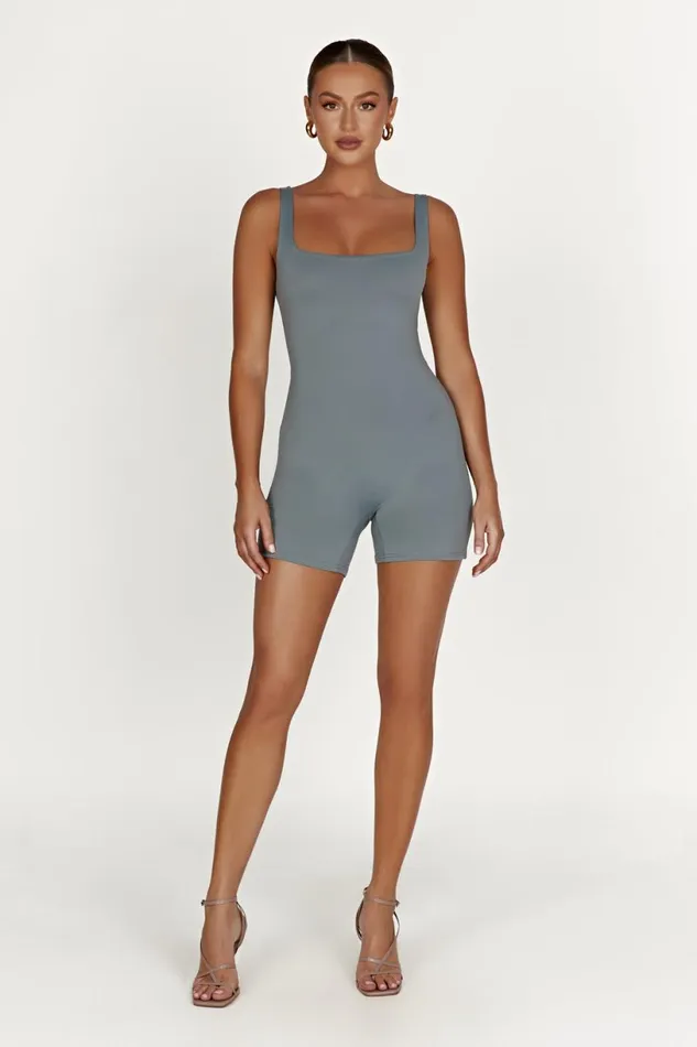 Meshki Basic Bottoms Women Cecily Recycled Nylon Playsuit 8211 Light Charcoal Lightcharcoal
