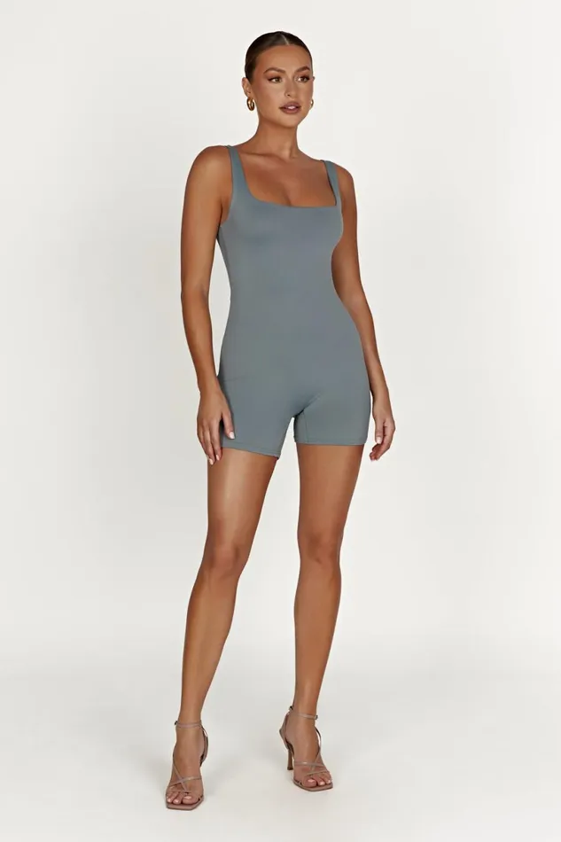 Meshki Basic Bottoms Women Cecily Recycled Nylon Playsuit 8211 Light Charcoal Lightcharcoal