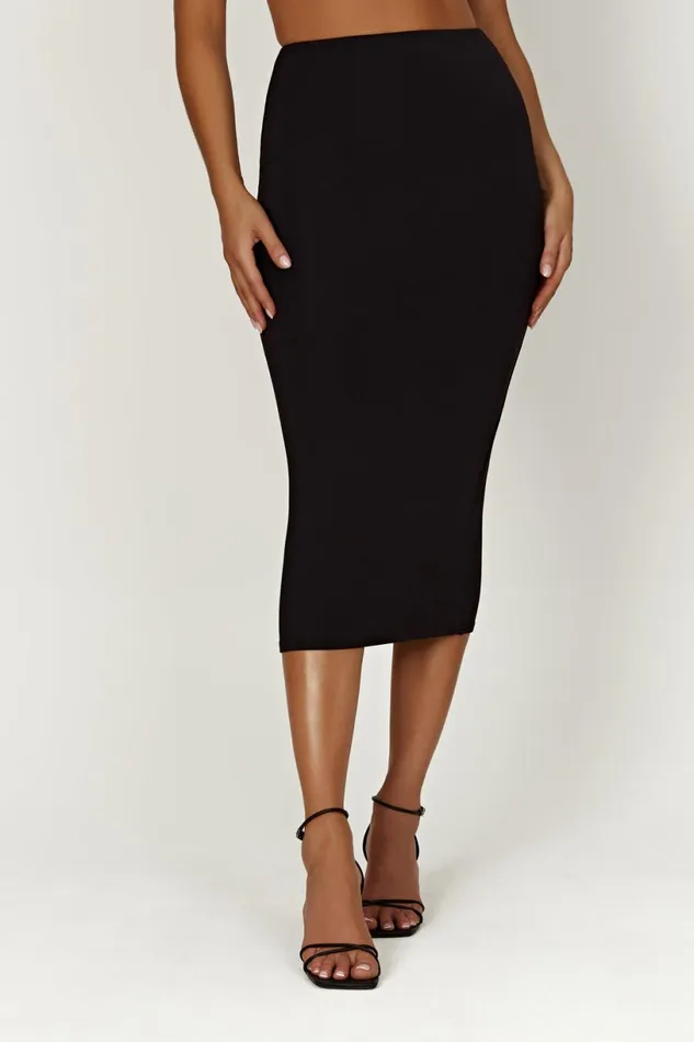 Meshki Basic Bottoms Women Charley Midi Skirt 8211 Black Black