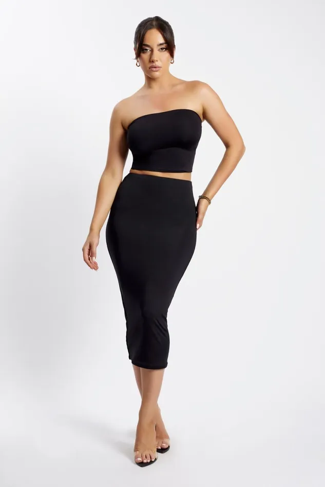Meshki Basic Bottoms Women Charley Midi Skirt 8211 Black Black