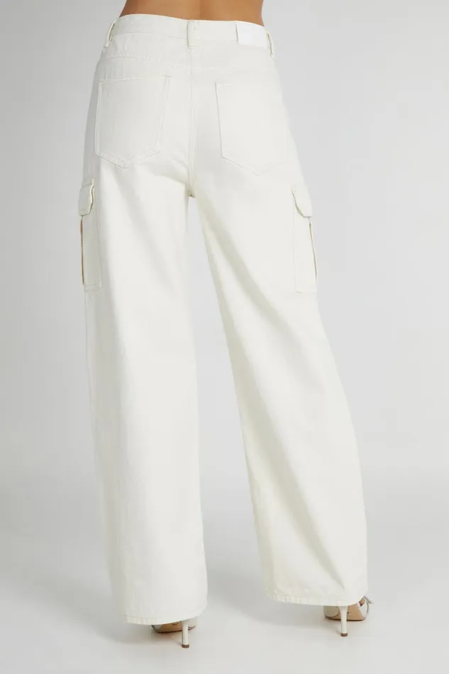 Meshki Basic Bottoms Women Jagger Relaxed Denim Jean 8211 Ecru Ecru