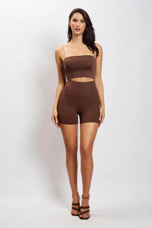 Meshki Basic Bottoms Women Lisa Ribbed Booty Short 8211 Chocolate Chocolate Meshki Basic Bottoms Women Lisa Ribbed Booty Short 8211 Chocolate Chocolate