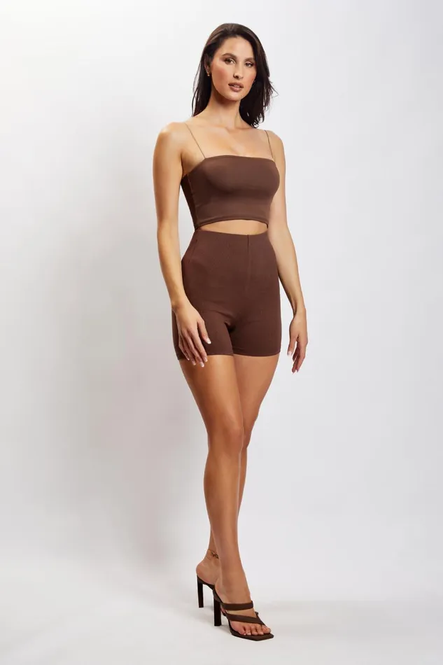 Meshki Basic Bottoms Women Lisa Ribbed Booty Short 8211 Chocolate Chocolate Meshki Basic Bottoms Women Lisa Ribbed Booty Short 8211 Chocolate Chocolate