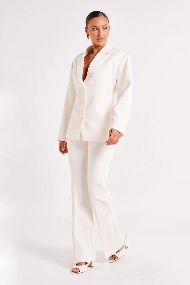 Meshki Basic Bottoms Women Loretta Fit and Flare Tailored Pant 8211 Ivory Ivory