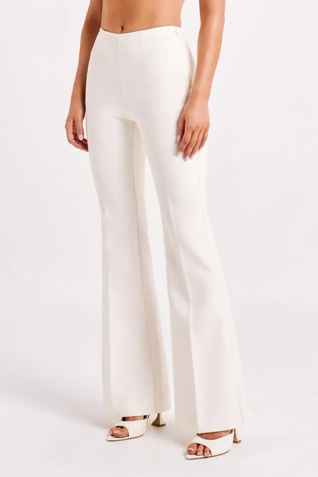 Meshki Basic Bottoms Women Loretta Fit and Flare Tailored Pant 8211 Ivory Ivory
