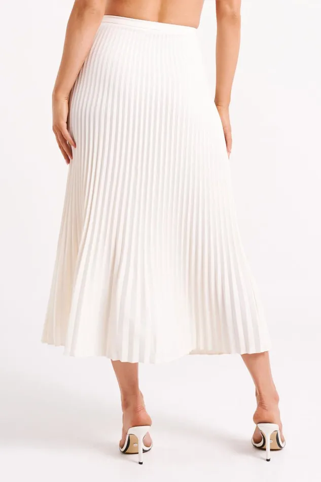 Meshki Basic Bottoms Women Twyla Pleated Suiting Maxi Skirt 8211 Ivory Ivory