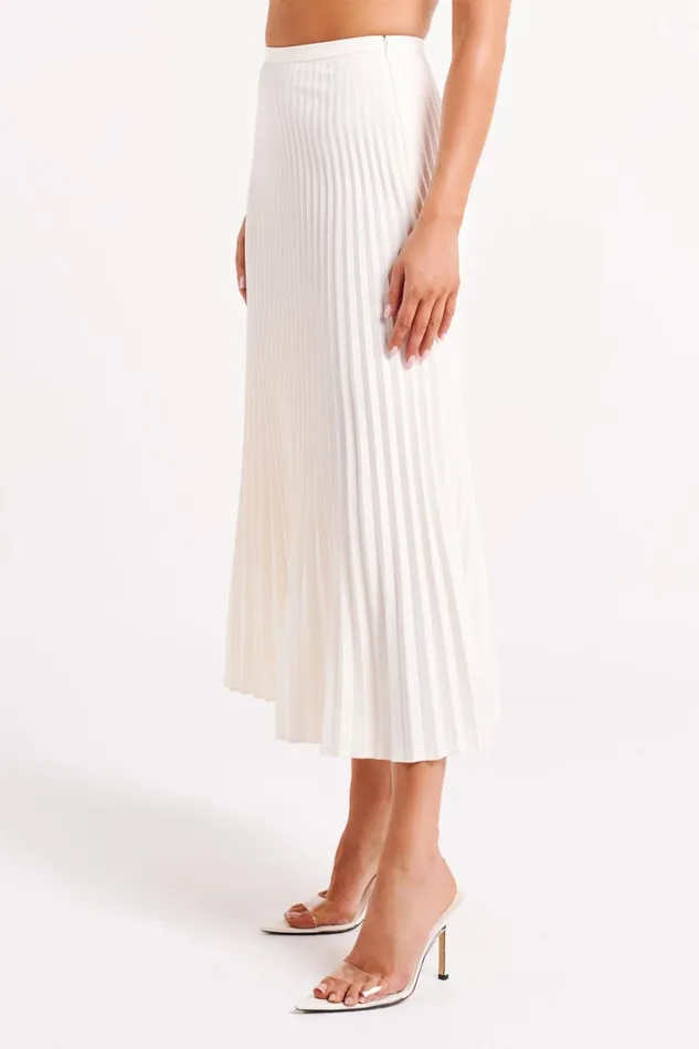 Meshki Basic Bottoms Women Twyla Pleated Suiting Maxi Skirt 8211 Ivory Ivory
