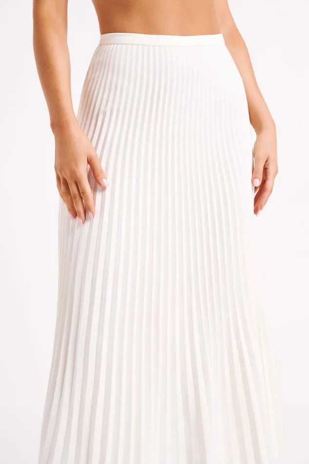 Meshki Basic Bottoms Women Twyla Pleated Suiting Maxi Skirt 8211 Ivory Ivory