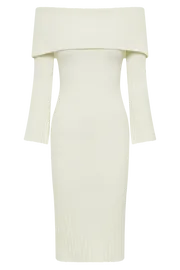 Meshki Basic Dresses Women Stefania Off Shoulder Knit Dress 8211 White White
