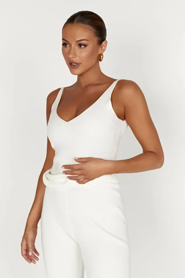 Meshki Basic Tops Women Alicia Sleeveless Knit Top 8211 White White
