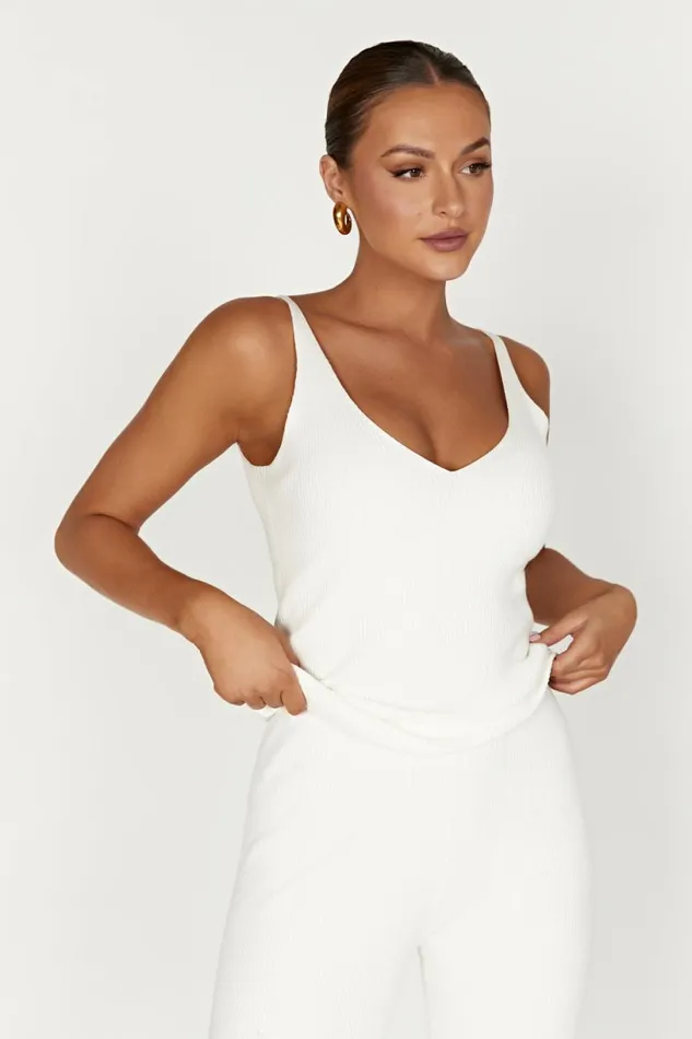 Meshki Basic Tops Women Alicia Sleeveless Knit Top 8211 White White