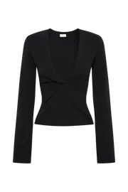 Meshki Basic Tops Women Carol Knit Twist Long Sleeve Top 8211 Black Black