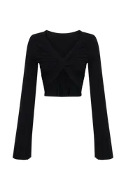 Meshki Basic Tops Women Celine Twist Back Extreme Rib Top 8211 Black Black