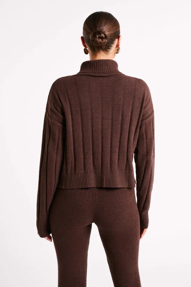 Meshki Basic Tops Women Cupid Long Sleeve Turtle Neck 8211 Chocolate Chocolate