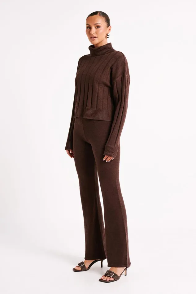 Meshki Basic Tops Women Cupid Long Sleeve Turtle Neck 8211 Chocolate Chocolate