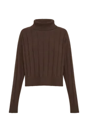 Meshki Basic Tops Women Cupid Long Sleeve Turtle Neck 8211 Chocolate Chocolate