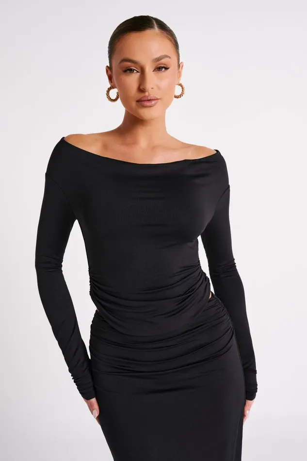 Meshki Basic Tops Women Emma Recycled Nylon Long Sleeve Top 8211 Black Black